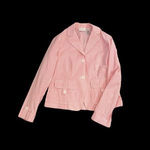 LIZ CLAIBORNE VINTAGE SEERSUCKER BLAZER (pink and white) never worn